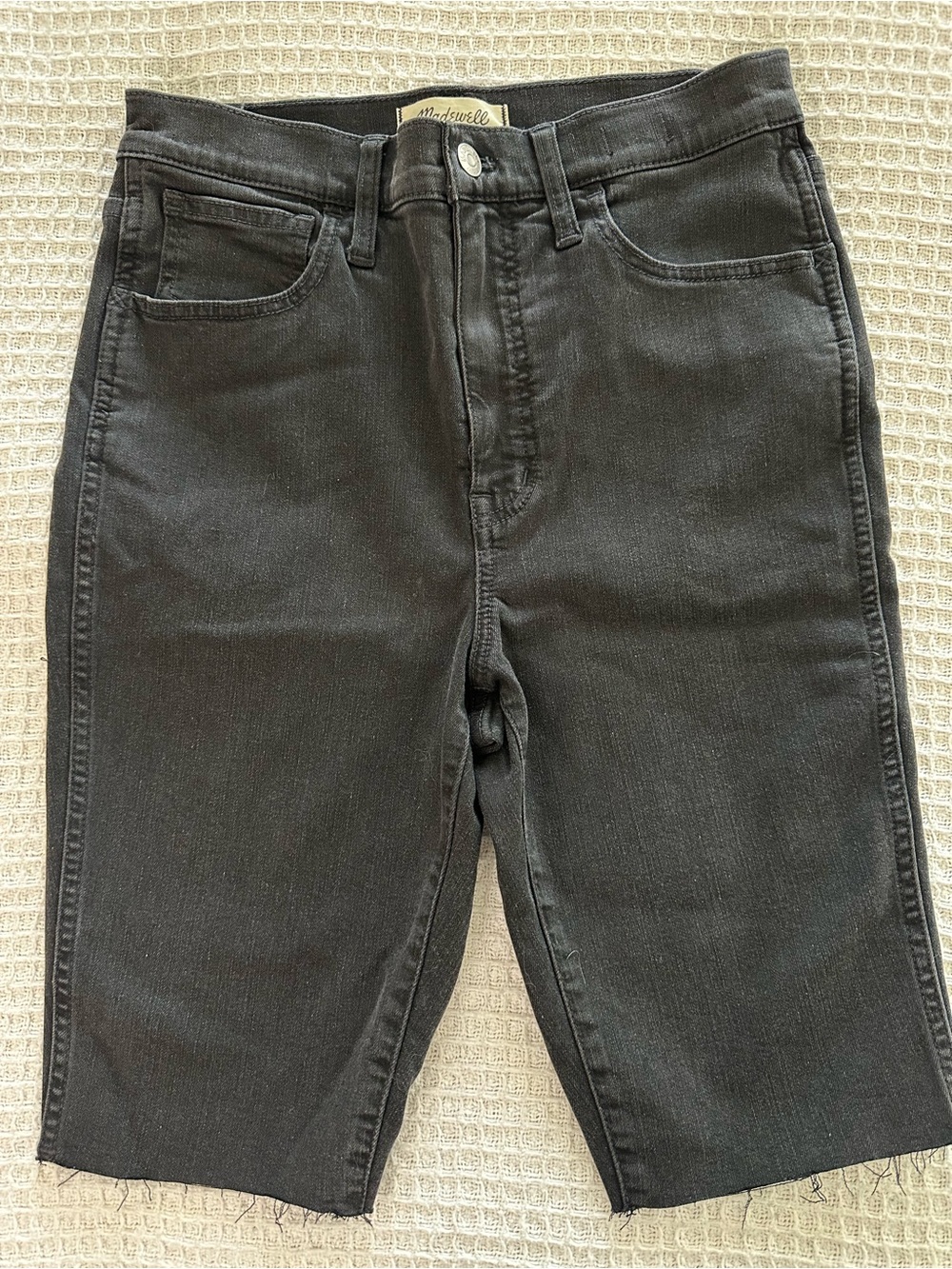 Madewell Roadtripper Biker Shorts Black Size 28 High Rise Stretch Denim